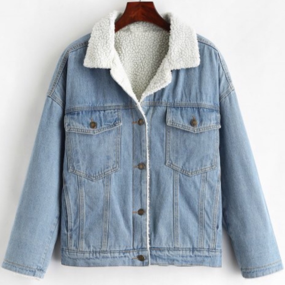 Fleece denim jacket